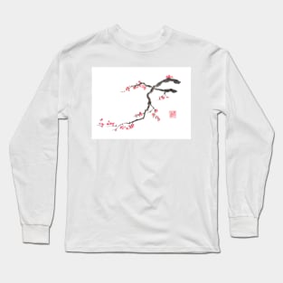 Blushing maid sumi-e painting Long Sleeve T-Shirt